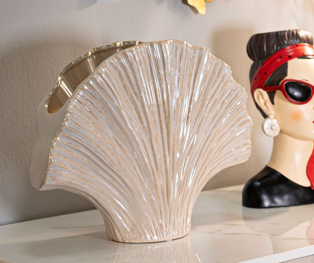Vaza decorativa Perly, Mauro Ferretti, 35.5x11.5x27 cm, ceramica, perla - 2 | YEO