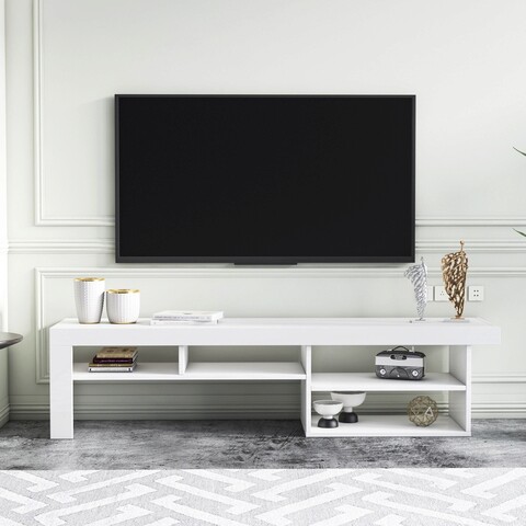 Comoda tv, minima, reeta, 162x40x38.6 cm, alb