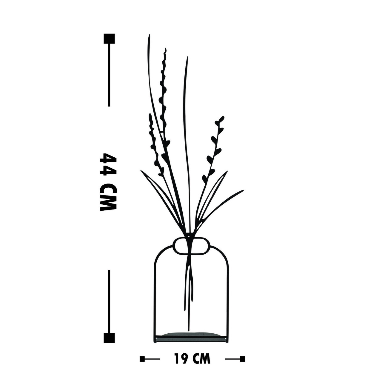 Decoratiune, Flowerpot, 19x44 cm, Metal, Negru