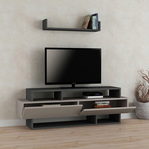 Comoda tv, decortie, rela, mocha deschis / antracit