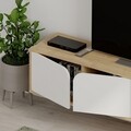 Comoda TV cu raft, Decortie, Spark, pal melaminat, alb/stejar