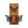 Decoratiune de perete, Butterflies 1, Lemn/metal, Dimensiune: 47 x 58 cm, Nuc / Negru