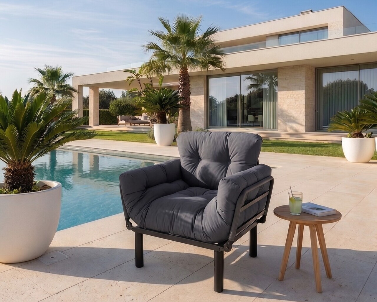 Canapea extensibilă de grădină cu 1 loc, Atelier del Sofa, 859FTN2916, Antracit