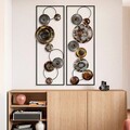 Decoratiune de perete, Textured, Metal, Latime: 32 cm / Inaltime: 92 cm / Adancime: 4 cm (2 bucati), Multicolor