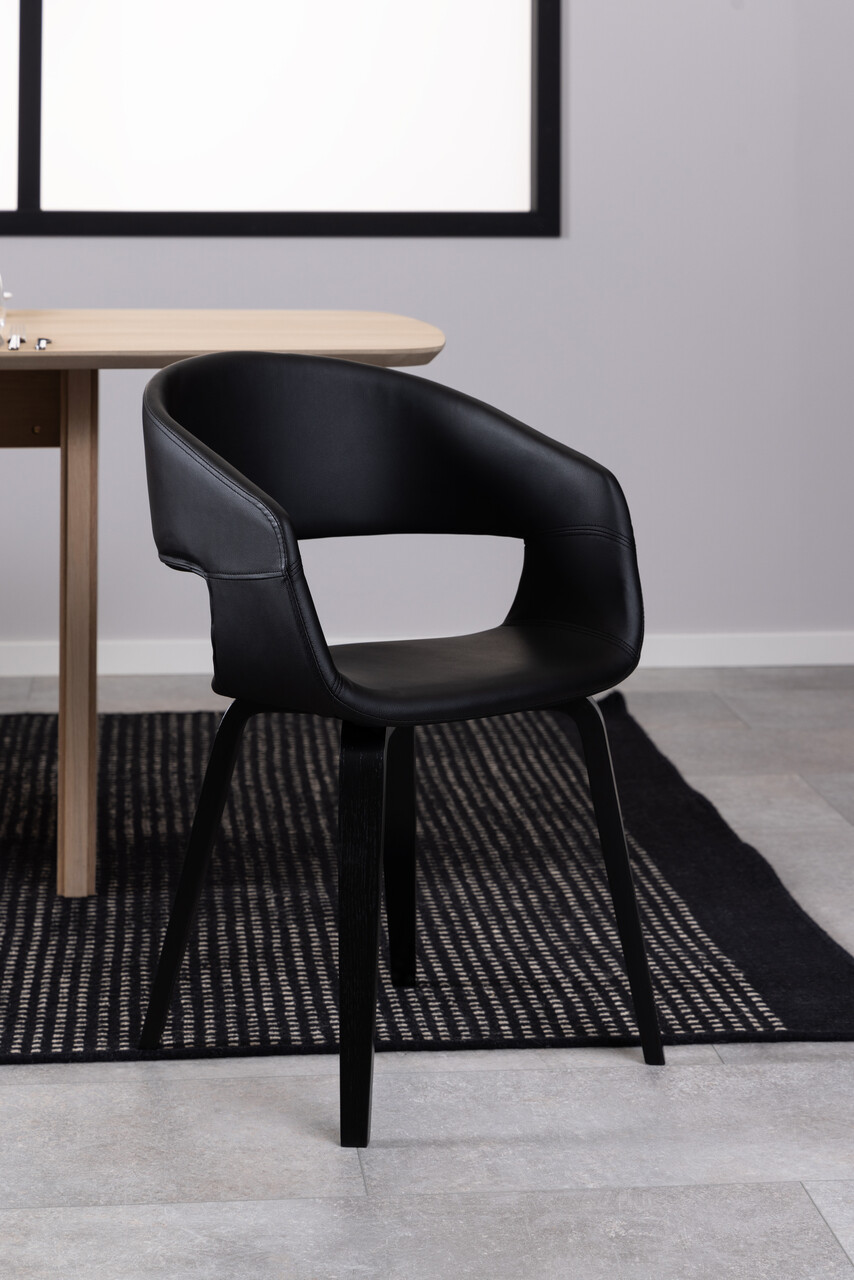 Scaun Nova, Actona, 49.5x52.5x77 cm, piele ecologica/placaj, negru - view 4