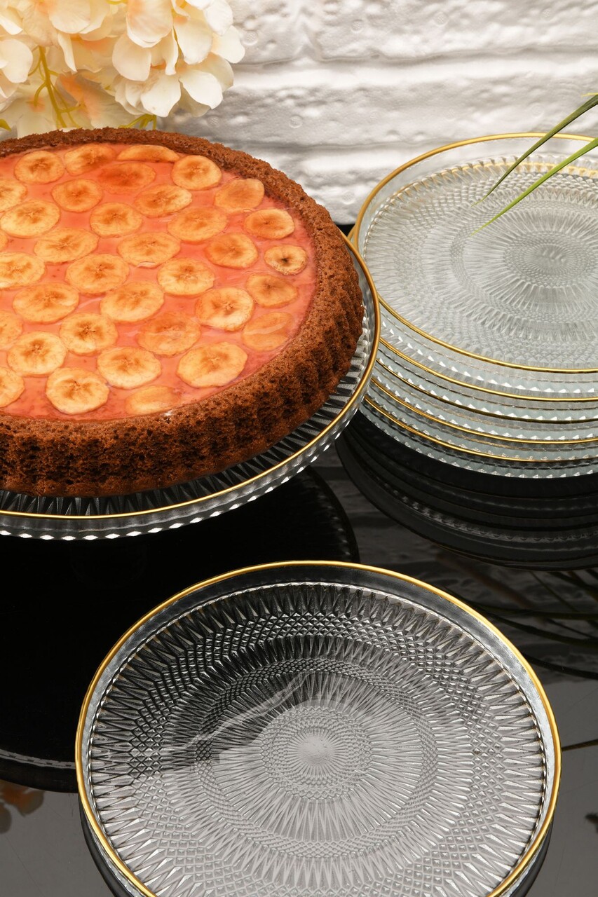 Set platouri servire desert, Hermia, 330SBL1103, Farfurie: 21 cm (6 bucăți), Transparent - imagine 4