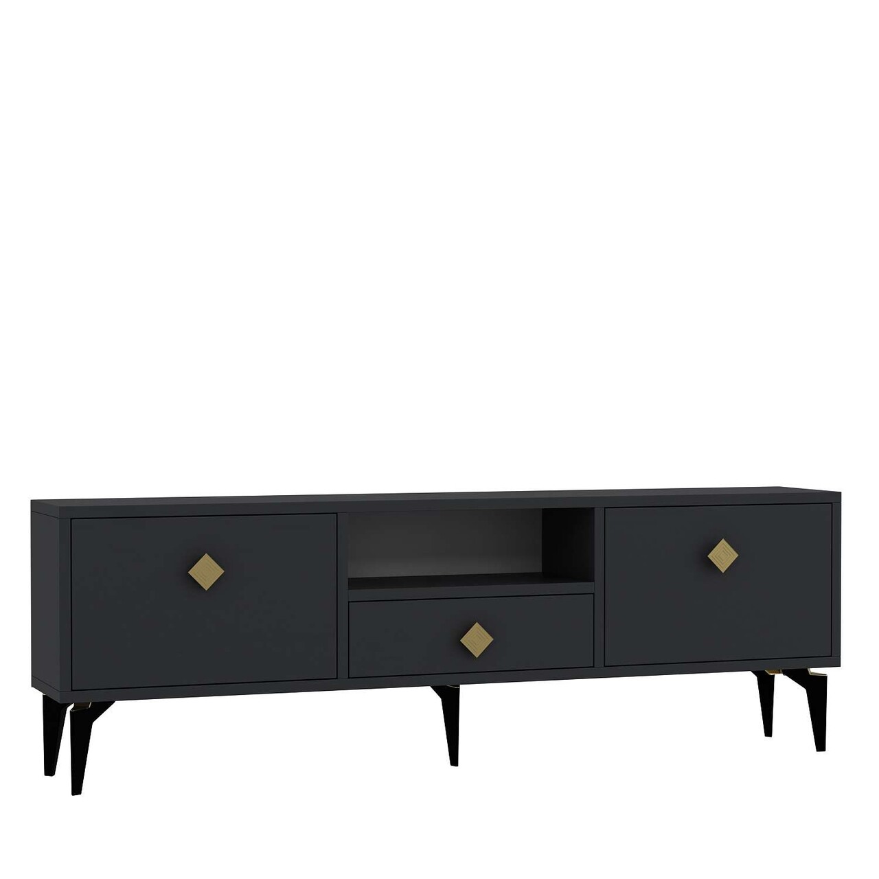 Comoda TV, Hanah Home, 1304-DROP-1, 140x49x30 cm, PAL , Antracit / Aur - view 4