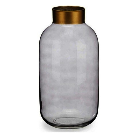 Vaza Smooth, Gift Decor, Ø14.5 x 29.5 cm, sticla, gri/auriu