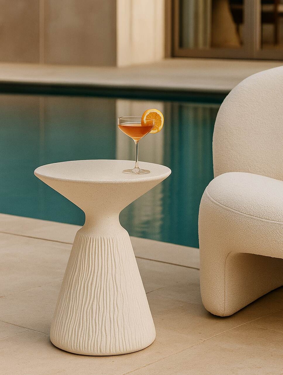 Masuta de cafea, Mauro Ferretti, Cone, 40x53 cm, utilizare interior / exterior,  oxid de magneziu, crem - imagine 2