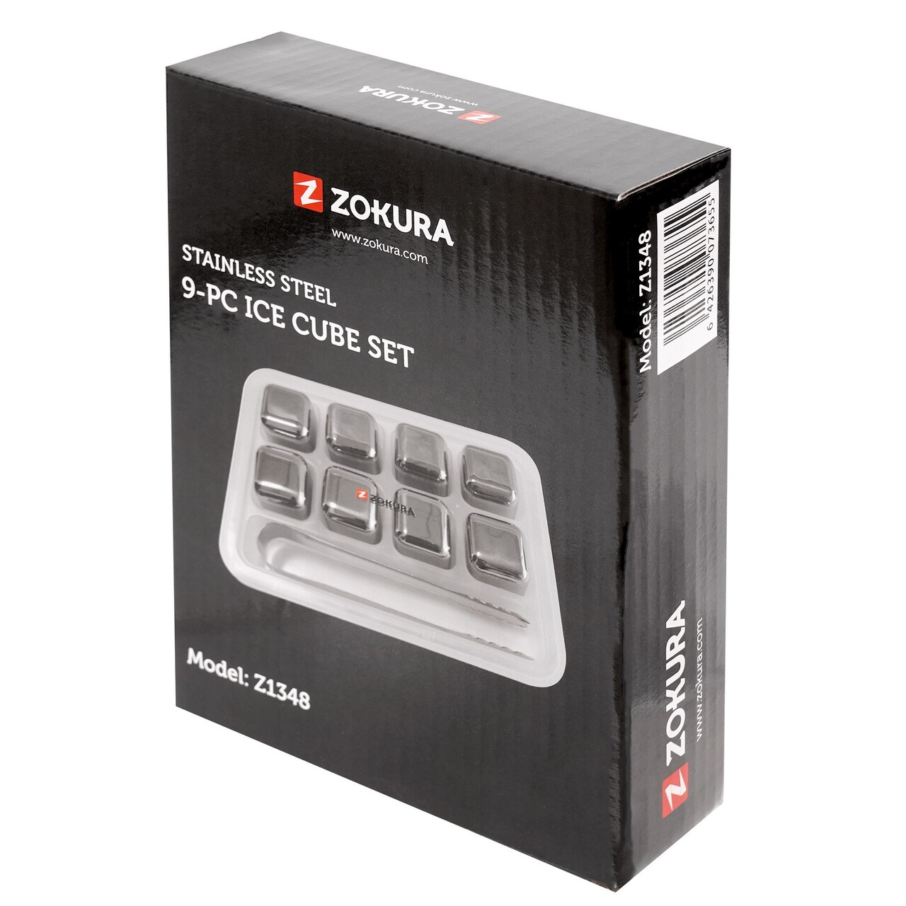 Set 8 cuburi pentru racirea bauturilor si cleste, inox - Zokura - imagine 4