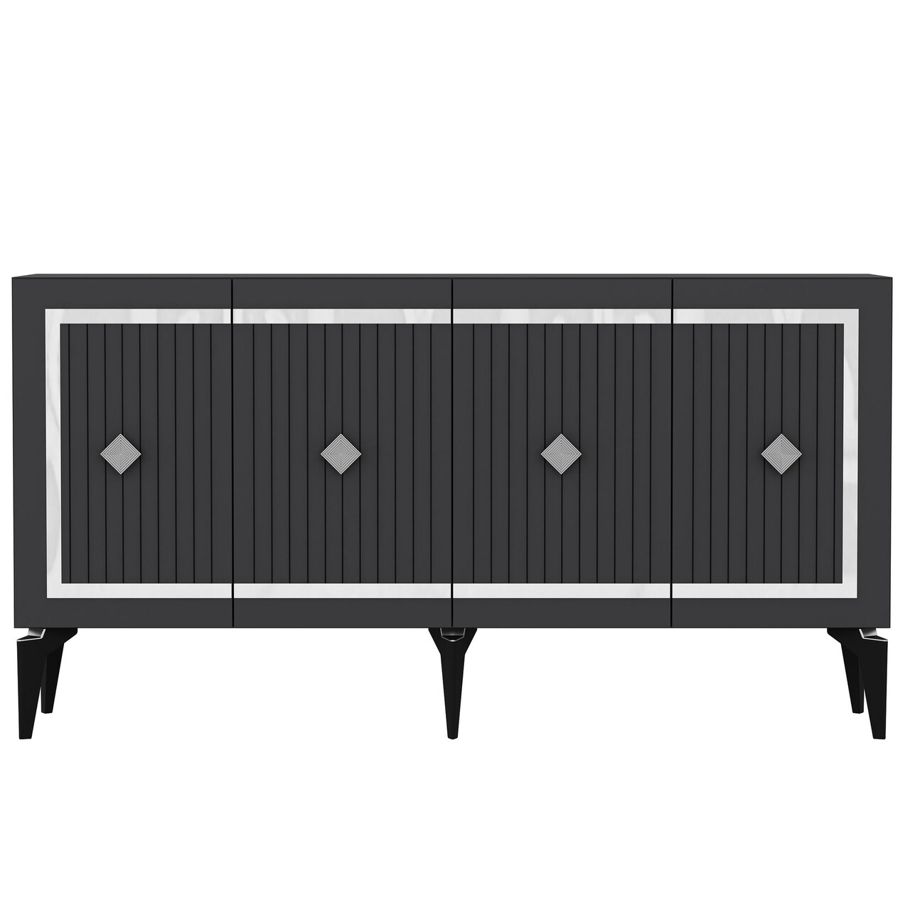 Consola, Hanah Home, Nova, 150x79x40 cm, PAL , Antracit / Argintiu - view 5