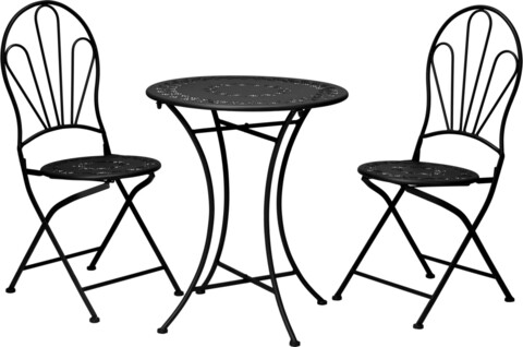 Set mobilier de gradina Romantic Bistro, 3 piese, lemn, negru Excellent Houseware