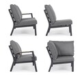 Set mobilier pentru gradina/terasa 4 piese Jacob, Bizzotto, tesatura ofelin/lemn de tec, gri carbune
