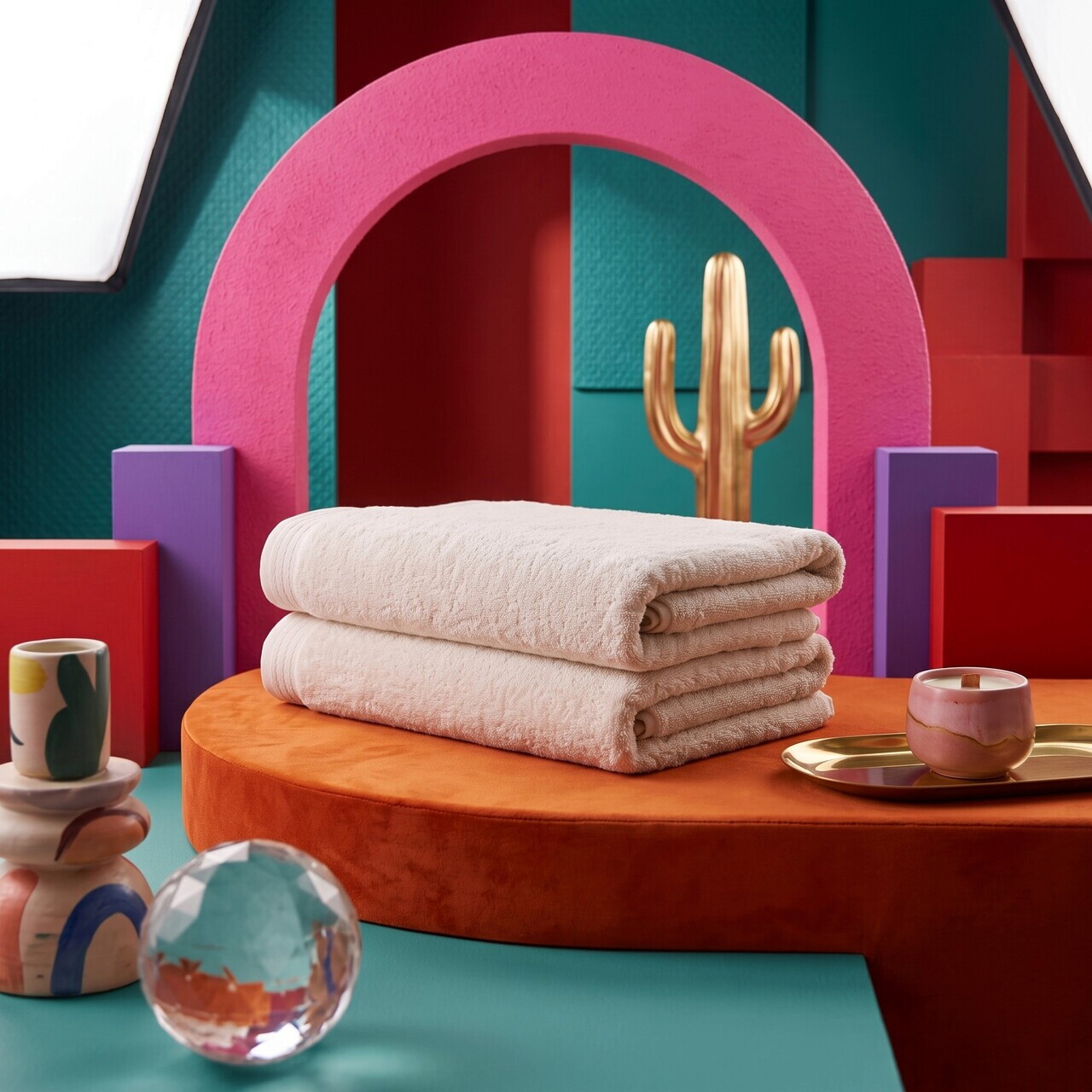 Set prosoape de baie, L'essentiel Maison, Unceasing, Bumbac, Ecru