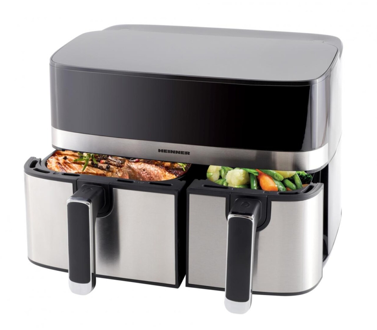 Friteuza dubla Produal Fushion, Heinner, 1700W, 9L, negru/argintiu - 1 | YEO