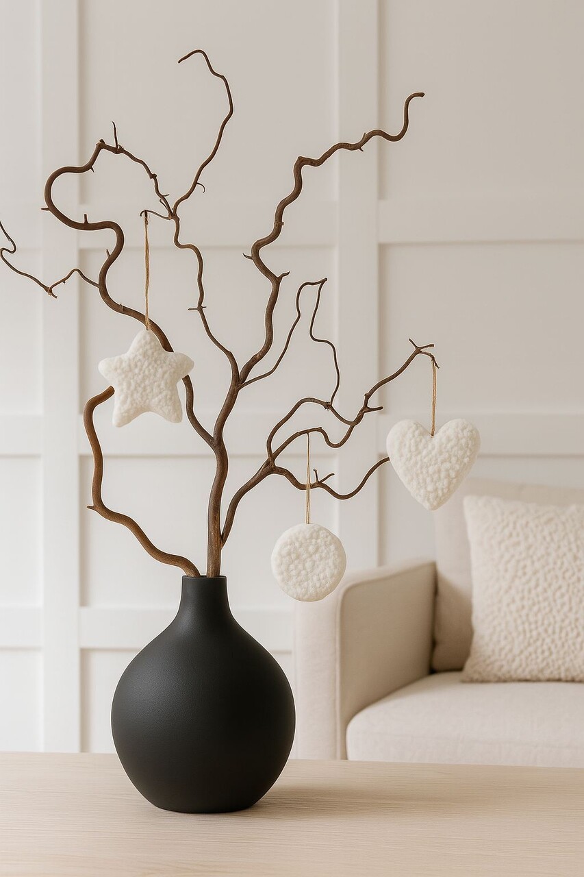 Ornament de Crăciun, 3 Lu Set, 80% POLIESTER/20% IUȚĂ, Alb - imagine 2