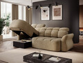 Coltar extensibil stanga 3 locuri ELTAP, Beneth, 301x185x115 cm, lemn/poliester, bej inchis