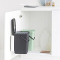 Cos de gunoi incorporat, Brabantia, Sort&Go, 2x12 L, 35x52x43 cm, polipropilena, gri inchis/verde jad