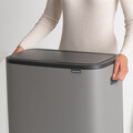 Cos de gunoi cu soft touch, Brabantia, Bo Touch Mineral, 60 L, 31.2x54.5x65.6 cm, otel, gri