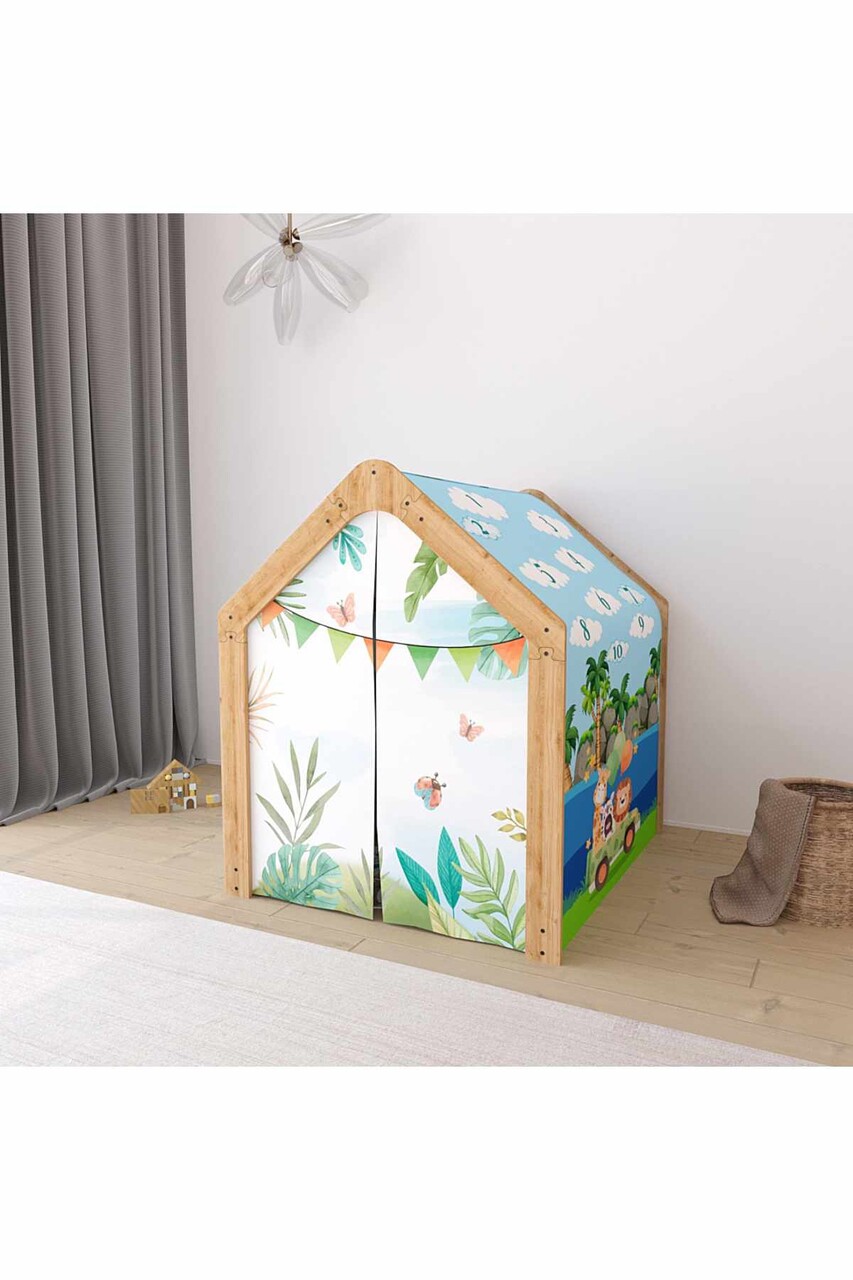 Cort de joaca pentru copii, Hanah Home, Safari, 80x96x63 cm, Multicolor - view 3