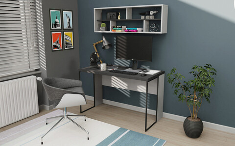 Birou, retricy, bronx, 120x59.6x114.2 cm, pal, antracit/alb