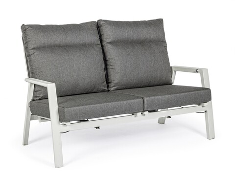 Canapea cu 2 locuri pentru gradina Kledi Lunar, Bizzotto, 152 x 81 x 98 cm, spatar ajustabil, aluminiu/textilena 1×1, gri Gradina