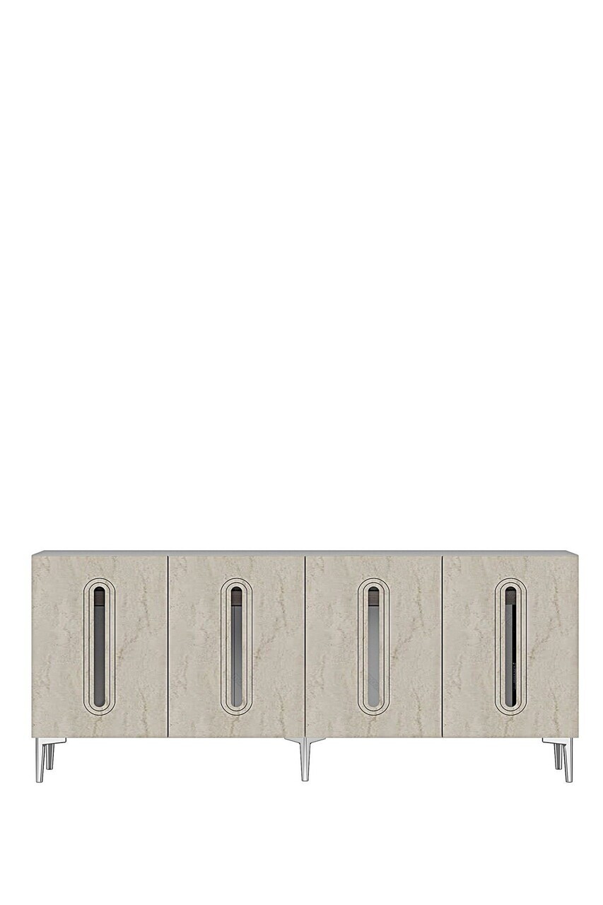 Consola, Hanah Home, Rany 180, 180x75x32 cm, White / Travertine / Silver — imaginea 5