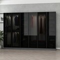 Dulap pentru haine, Minerva, Kale, 270x210x52 cm, PAL, Antracit / Negru