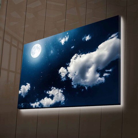 Tablou decorativ cu lumina LED, NASA-019, Canvas, Dimensiune: 45 x 70 cm, Multicolor Ledda