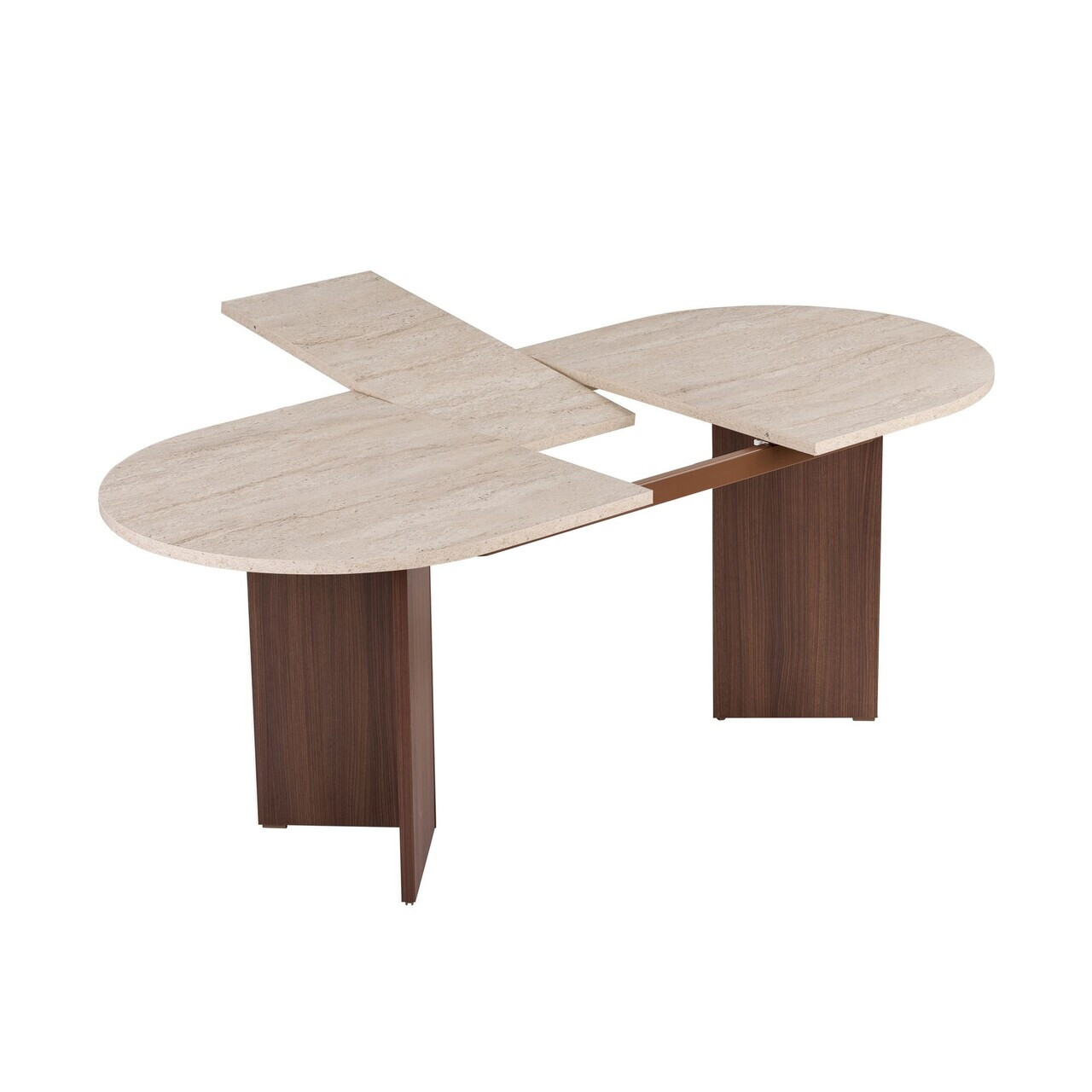 Masa extensibila, Nordure, Sorell, 160x75x90 cm, PAL, Travertin / Nuc Milano — imaginea 8