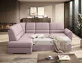 Coltar extensibil stanga 3 locuri ELTAP, LT-101GO, Siber, 270x186x93 cm, lemn/poliester, roz deschis