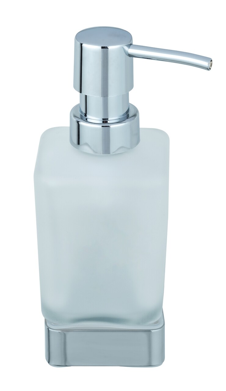 Dozator sapun lichid cu sistem Turbo-Loc®, Wenko, Genova Shine, 6.2 x 19.7 x 9 cm, inox/sticla - 1 | YEO