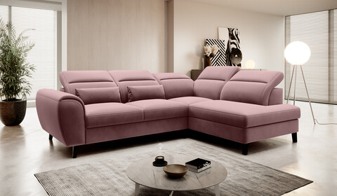 Coltar extensibil dreapta 4 locuri ELTAP, RT-24VE, Noble, 255x201x100 cm, lemn/poliester, roz