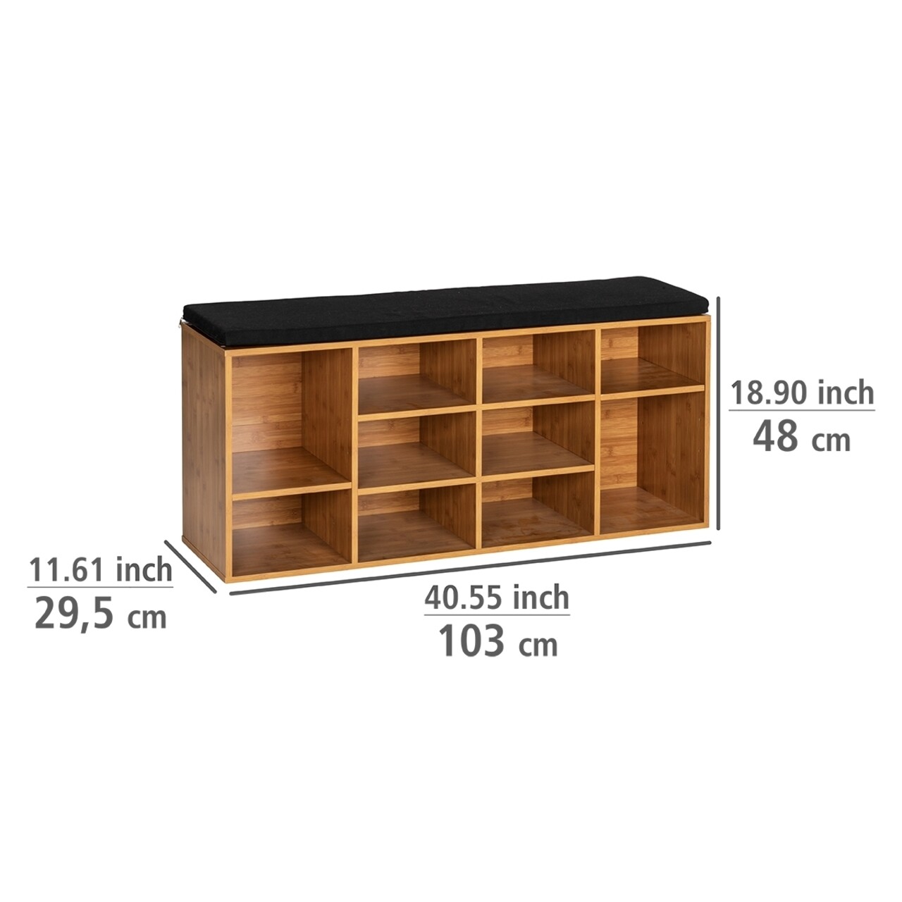 Bancheta cu spatiu depozitare incaltaminte, Wenko, Loft, 29.5 x 103 x 48 cm, mdf/poliester, maro - 1 | YEO