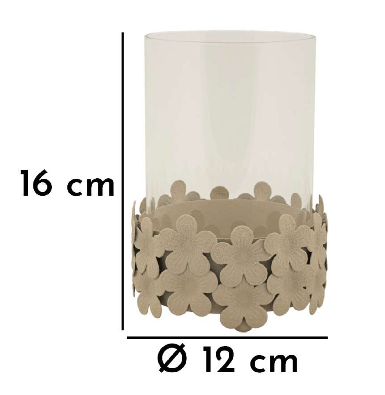 Suport lumanare Dune, Mauro Ferretti, 12x16 cm, fier/sticla, crem - 1 | YEO
