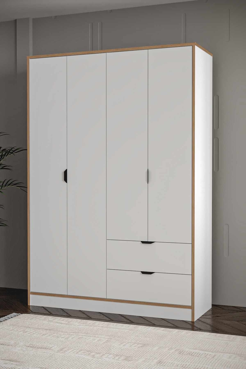 Dulap pentru haine, Hanah Home, Arden 4, 145x182x44 cm, Alb - view 3