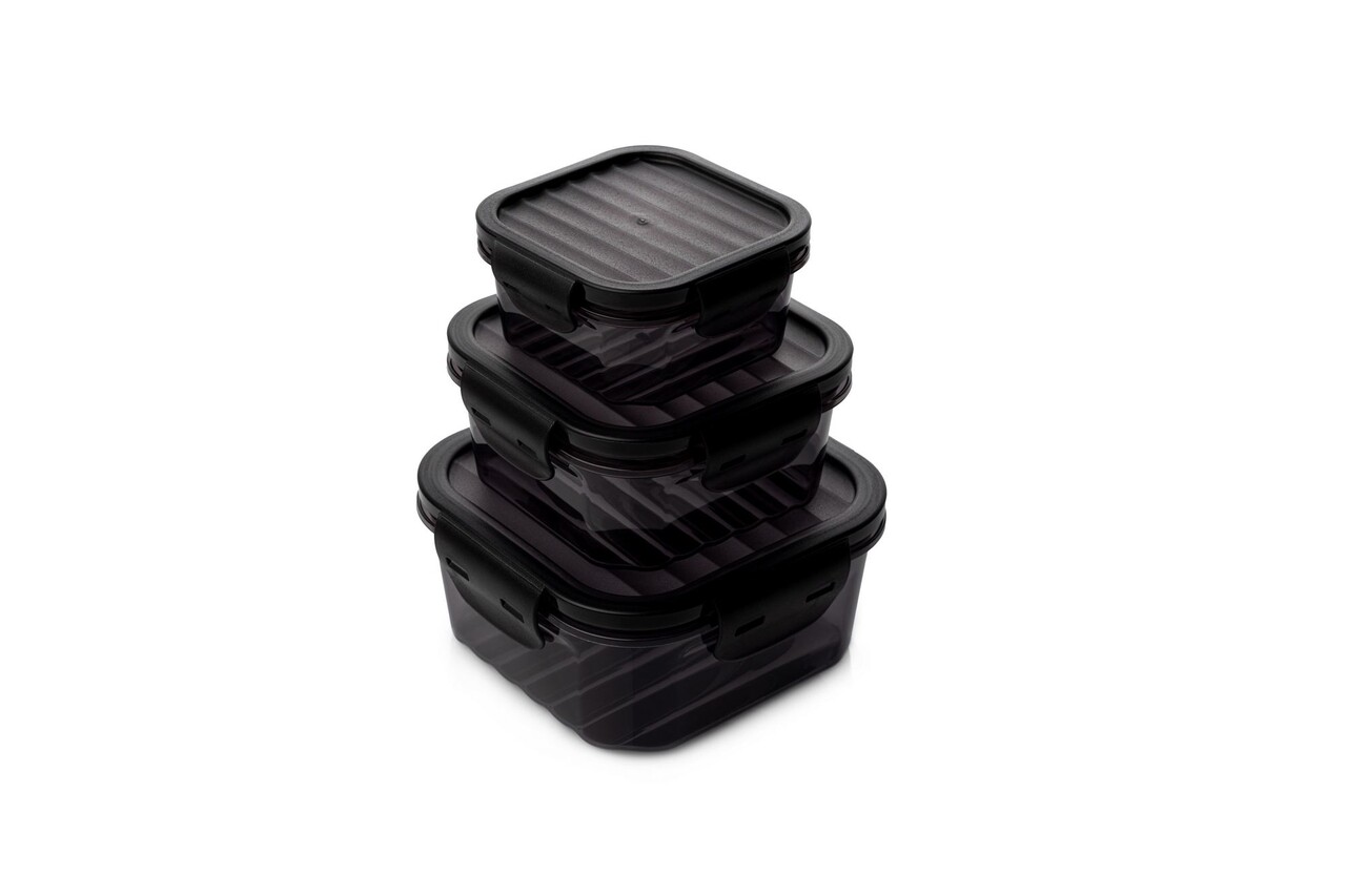 Set recipiente depozitare, Hermia, 318QUX1117, Dimensiune: 14,5 x 14,5 x 7 cm / 800 ml (2 bucăți) , Antracit - imagine 3
