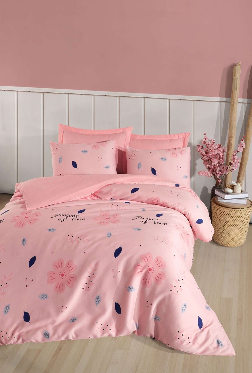 Lenjerie de pat dubla (DE) L'essentiel Maison FlowerofLove Bumbac;Poliester Roz pudra