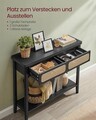 Consola cu 2 sertare Vasagle, Boho Chic, 100x30x80 cm, PAL/MDF, negru