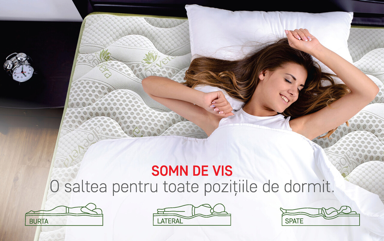 Saltea ortopedica Aloe Vera PLUS Dual Confort, 180x200x30cm, Memory 4 cm, 7 zone de confort, reversibila, fermitate medie - imagine 9