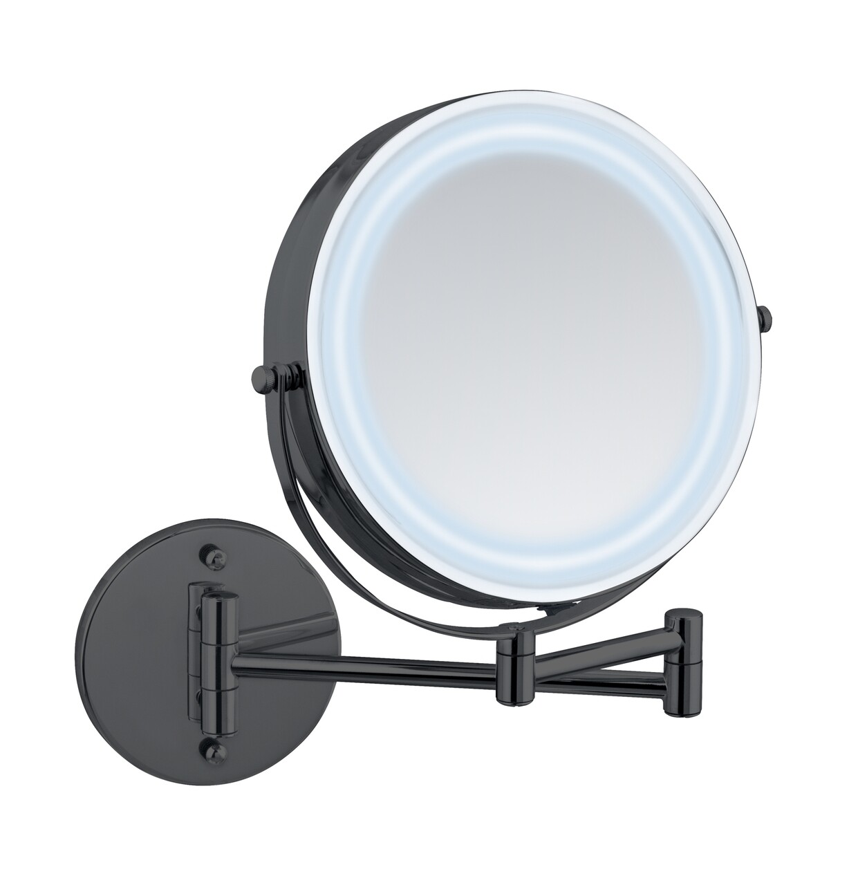 Oglinda decorativa cu LED Lumi, Wenko, 25.5x4-35x32 cm, metal, negru - 2 | YEO