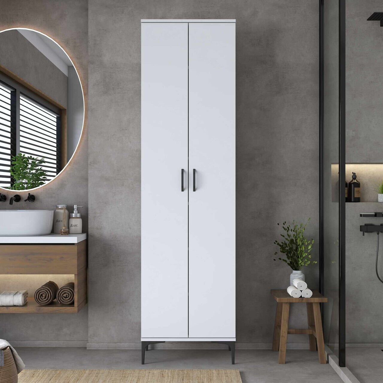 Dulap multifunctional, Hanah Home, JE257, 60x218.6x45 cm, Alb — imaginea 2