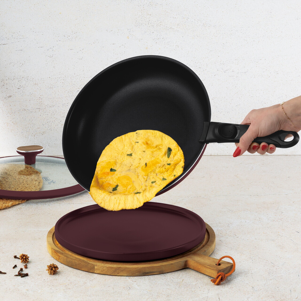 Set pentru gatit Berlinger Haus, Leonardo Nordic, 13 piese, aluminiu, visiniu mat - imagine 10