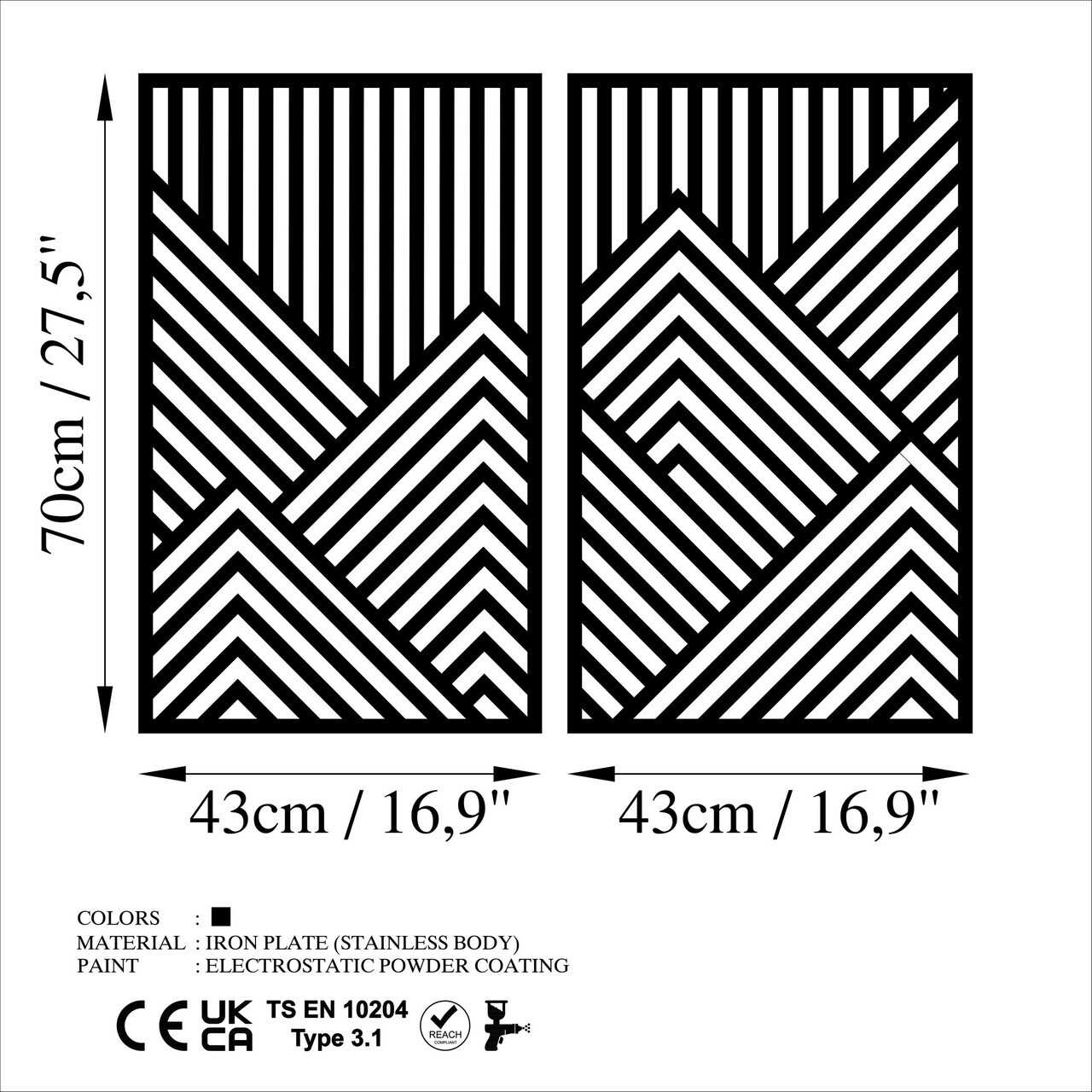 Decoratiune de perete, Vertical Limit, Dimensiune: 70 x 43 cm (2 bucăți), Negru — imaginea 6