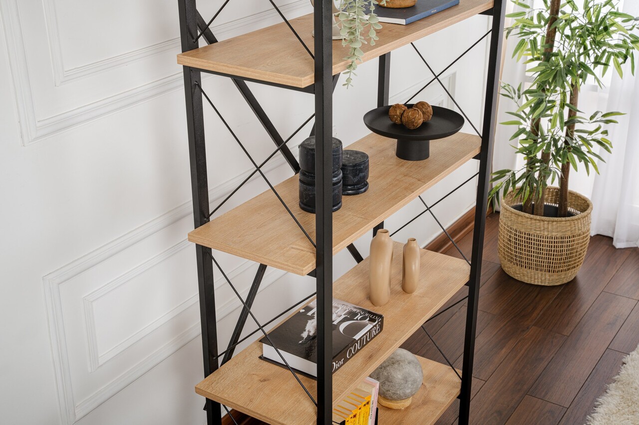 Corp biblioteca, Nordure, Elysian, Stejar / Negru - 2 | YEO