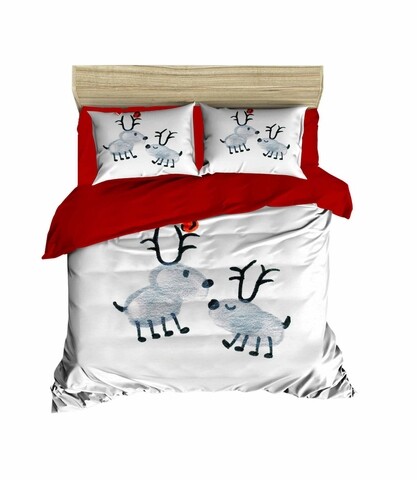 Lenjerie de pat dubla Xmas-440, Pearl Home, 3 piese, amestec bumbac, multicolor amestec