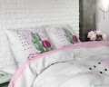Lenjerie de pat dubla Love Your Cactus White - Sleeptime, Royal Textile, 3 piese, 200 x 220 cm, amestec bumbac, multicolora