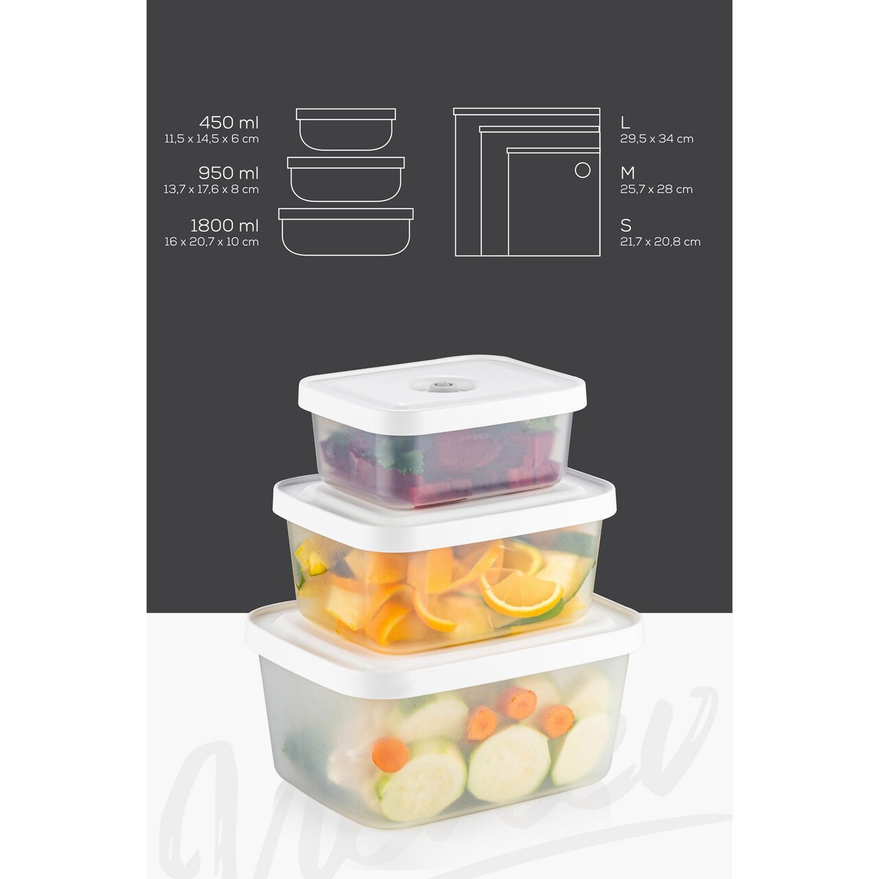 Set cutie de depozitare și pungă pentru depozitarea alimentelor, Hermia, 964FRM5785, Dimensiuni cutie de depozitare: 13,7 x 17,6 x 8 cm / 950 ml (2 bucăți), Transparent - imagine 6