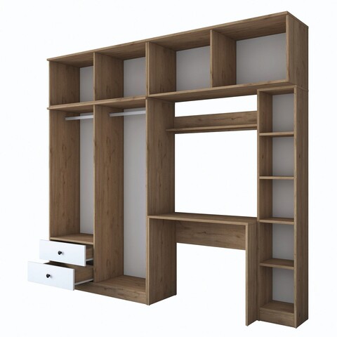 Set dormitor studiu, Rani, BA122, PAL, Nuc/Alb