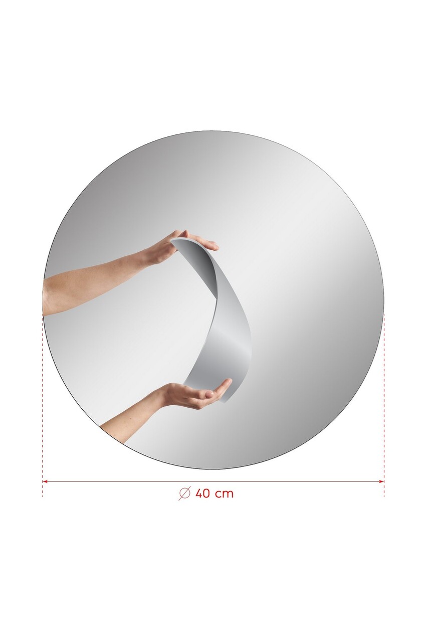 Oglinda decorativa, Mirrorland, Round, Oglindă indestructibilă cu obturator, Argintiu